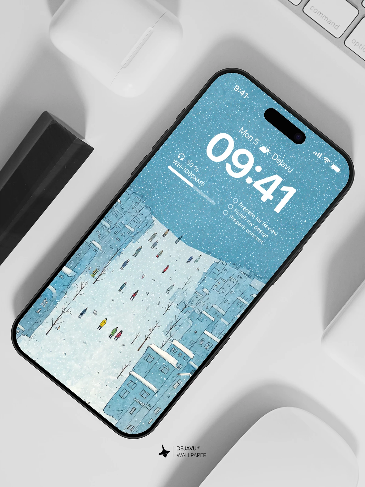 Blue Snowy Cityscape Wallpaper 4K for iPhone Lock Screen