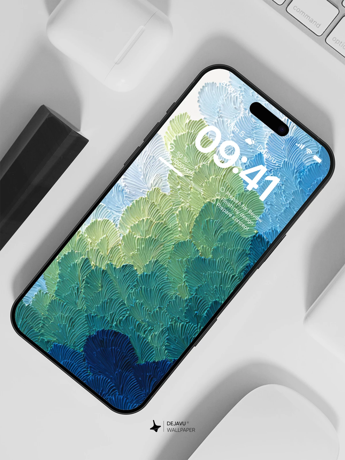 Blue and Green Feather Wallpaper 4K for iPhone Lock Screen