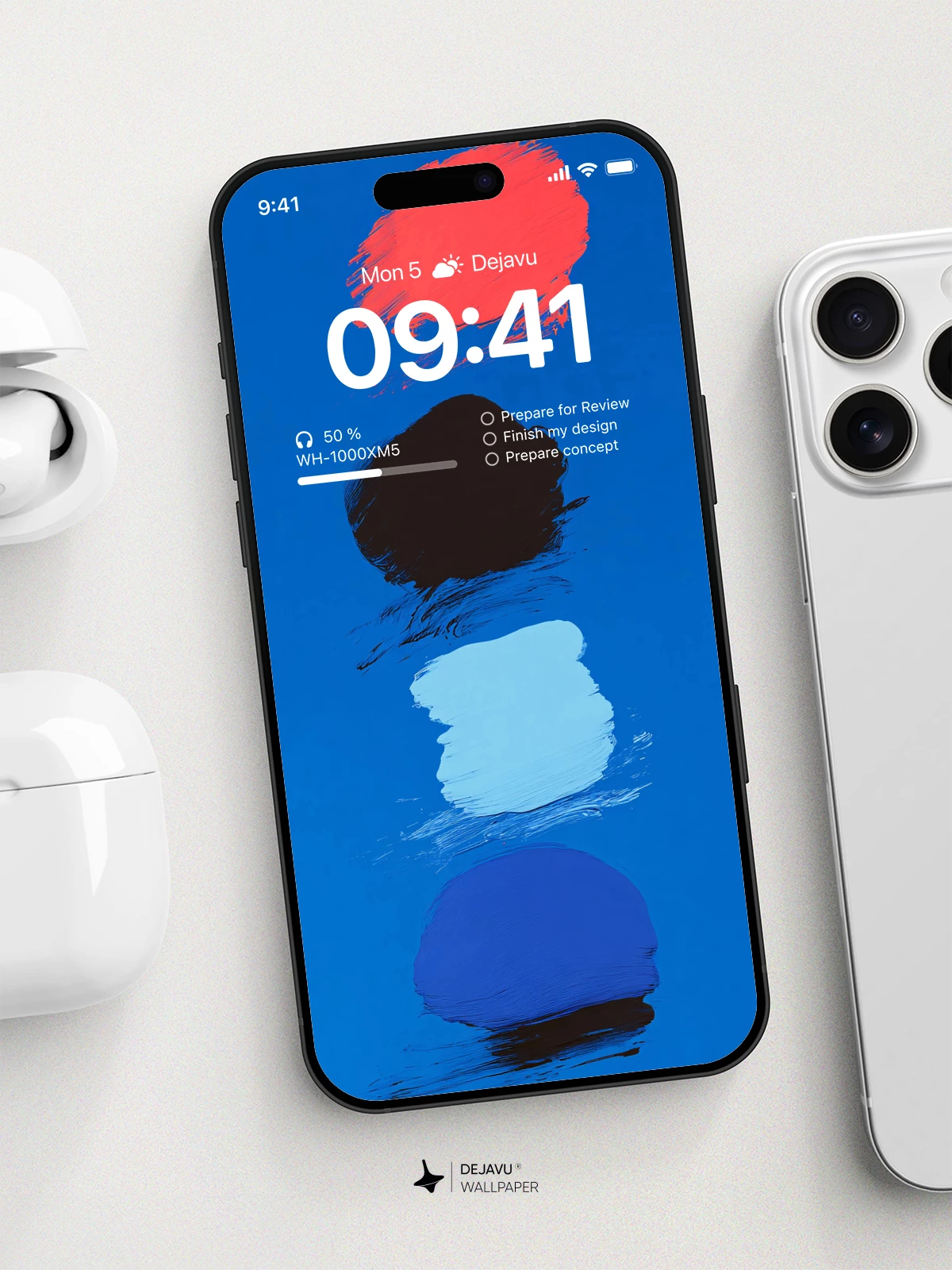 Minimal Blue Red Abstract Wallpaper 4K for iPhone Lock Screen