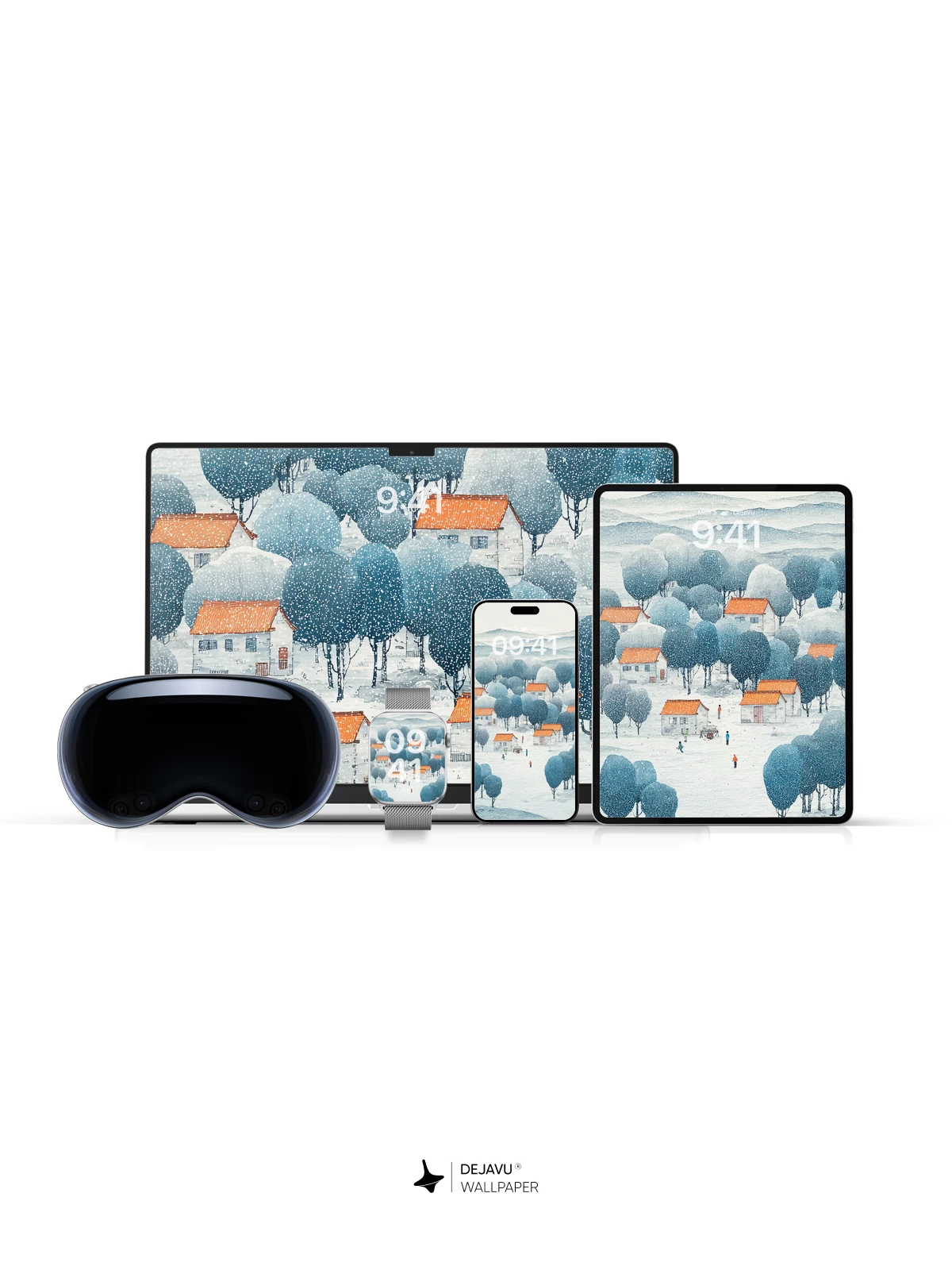 Snowy Village Landscape Wallpaper 4K for iPhone Lock Screen