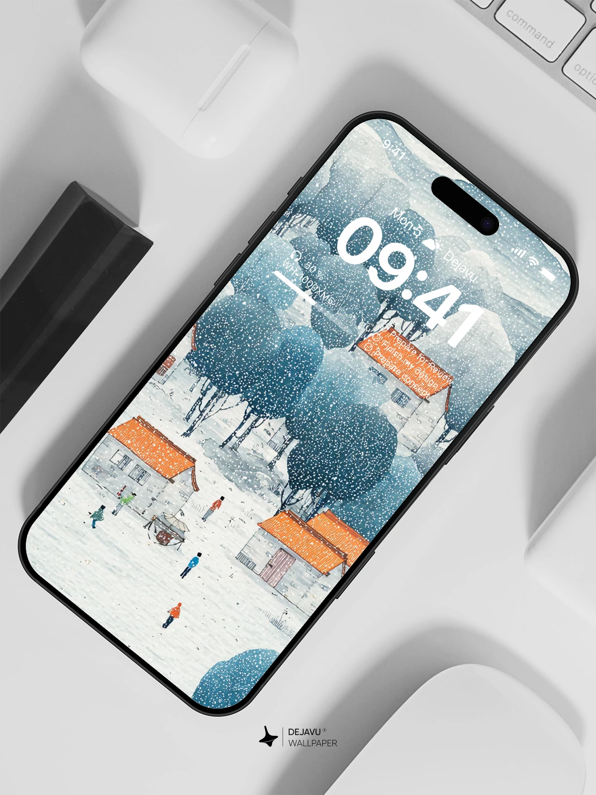 Snowy Village Landscape Wallpaper 4K for iPhone Lock Screen