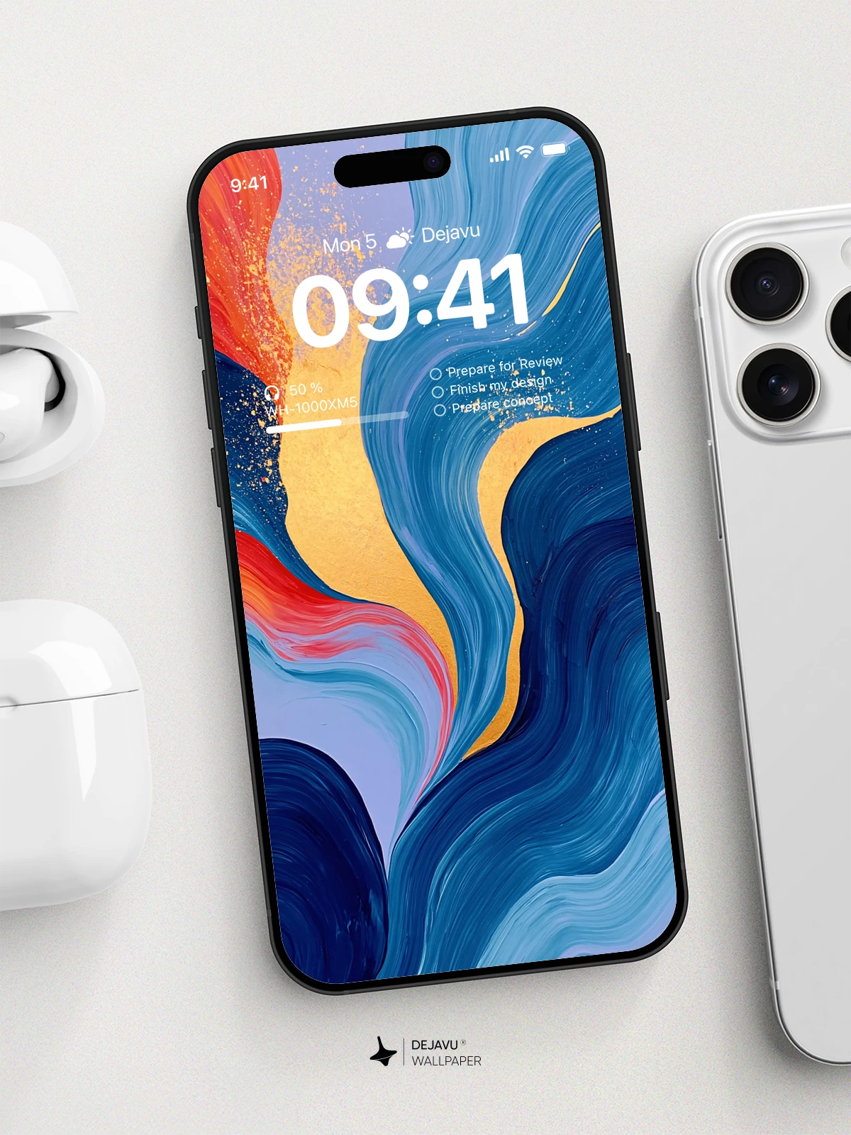 Abstract Blue and Orange Waves Wallpaper 4K for iPhone Lock Screen