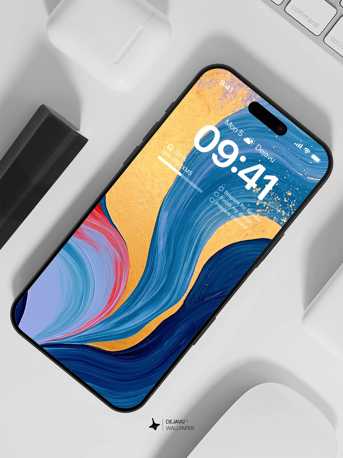 Abstract Blue and Orange Waves Wallpaper 4K for iPhone Lock Screen