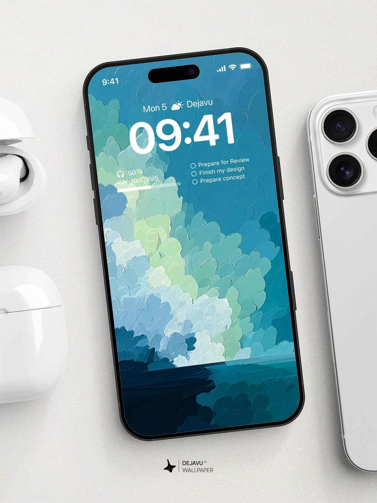 抽象几何蓝色渐变壁纸 4K 适用于iPhone锁屏
