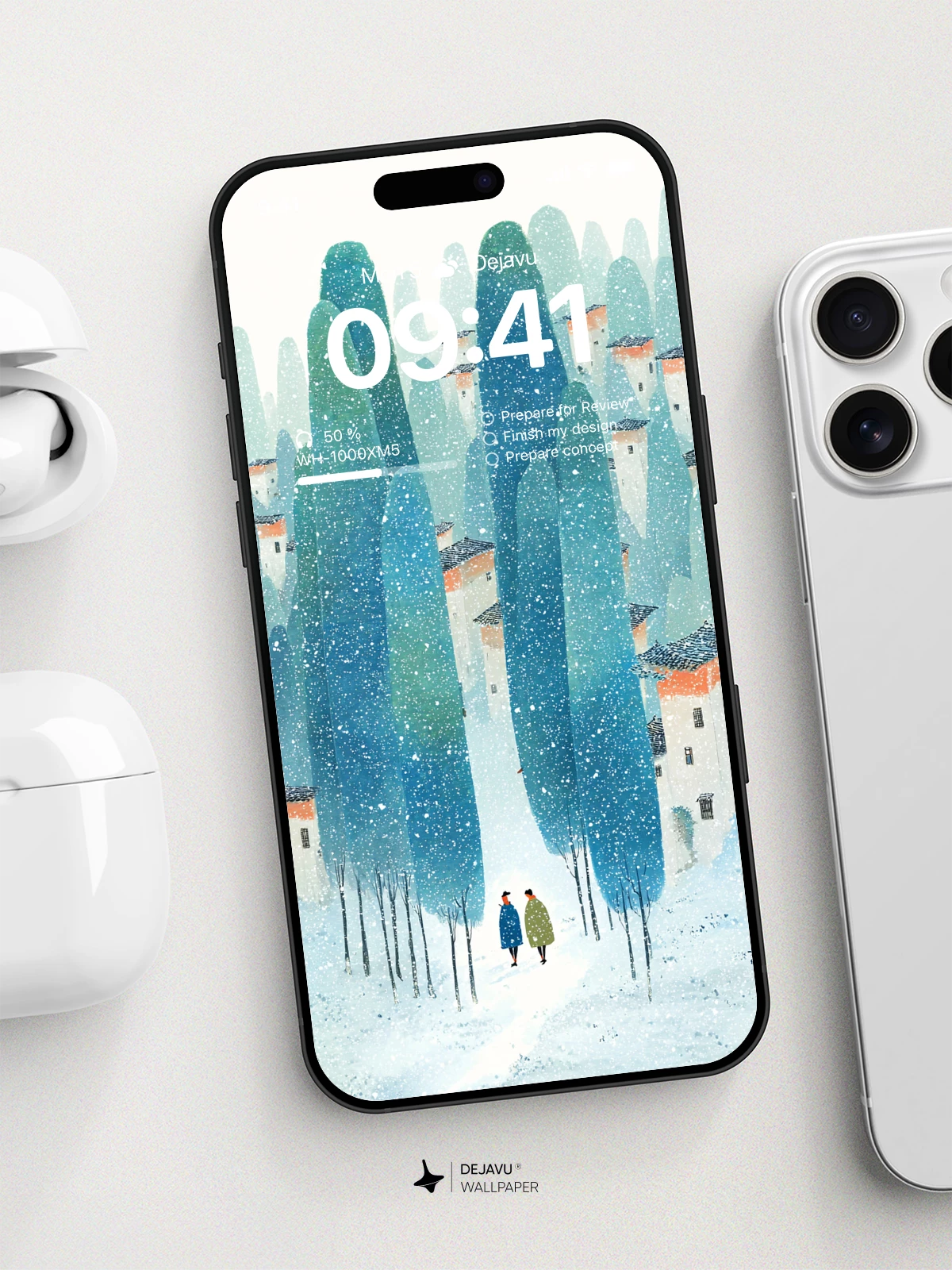 Snowy Mountain Village Wallpaper 4K for iPhone Lock Screen