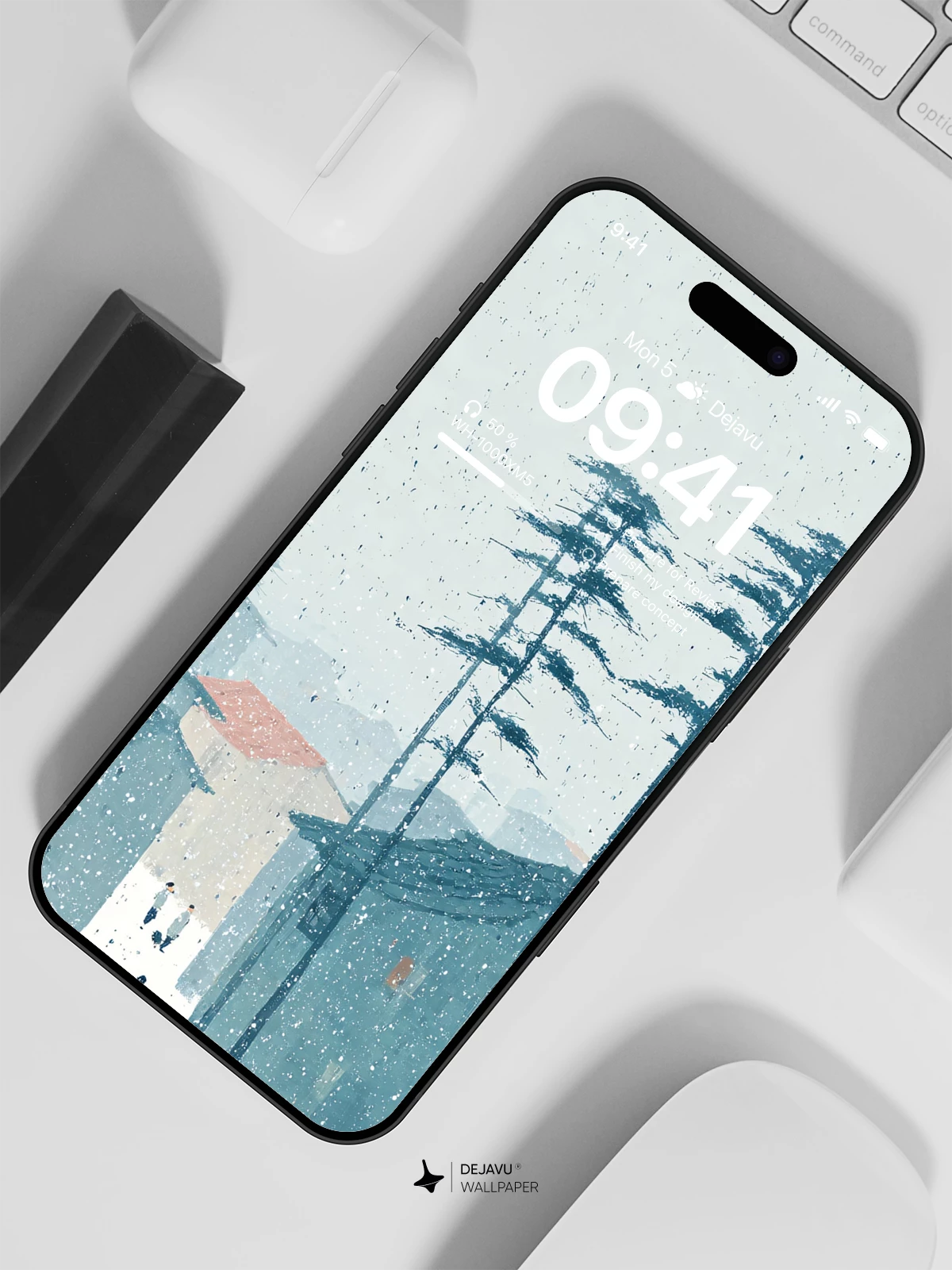 Winter Village Snowfall Wallpaper 4K for iPhone Lock Screen