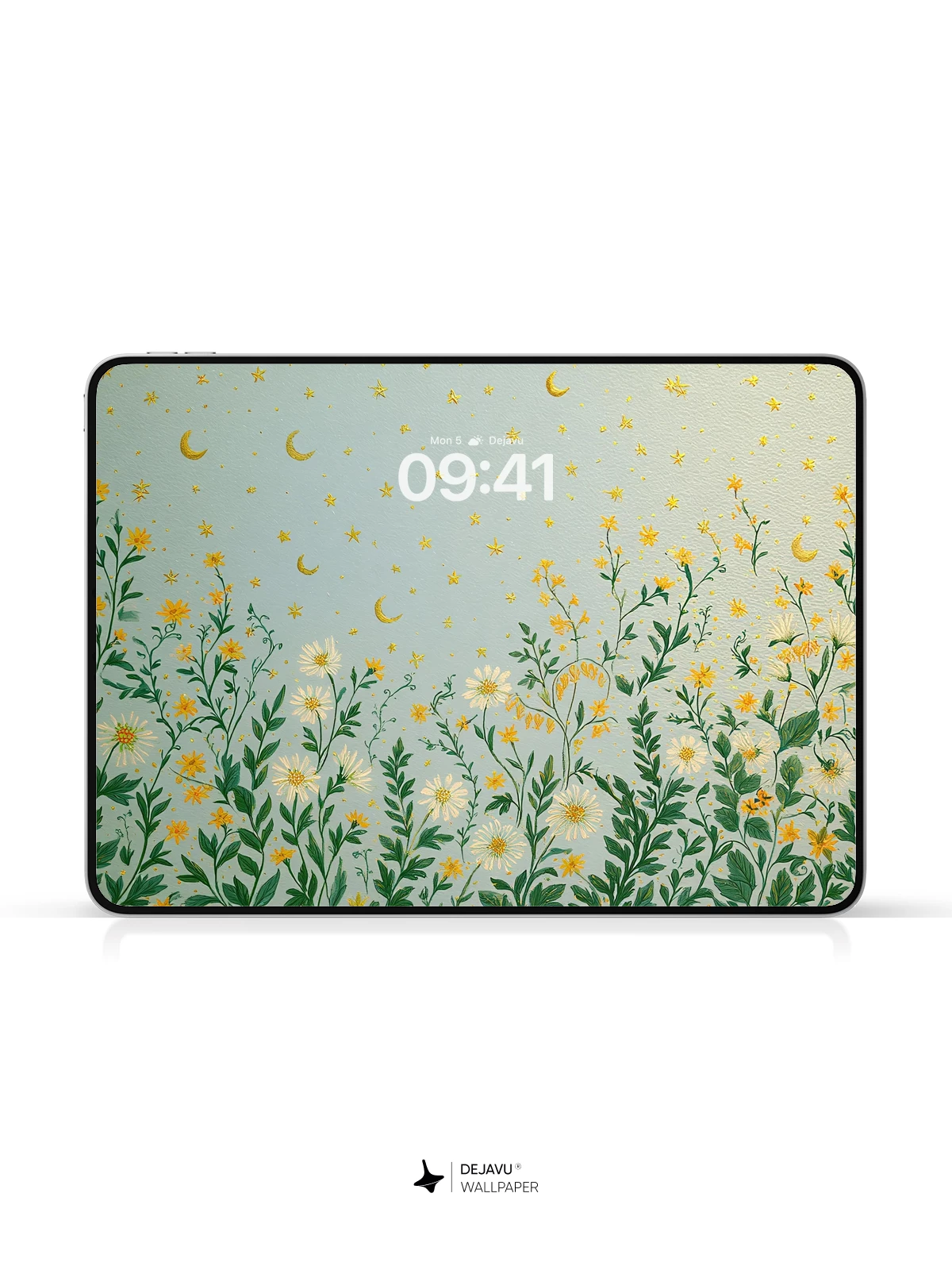 Yellow Flowers and Moon Wallpaper 4K for iPhone Lock Screen