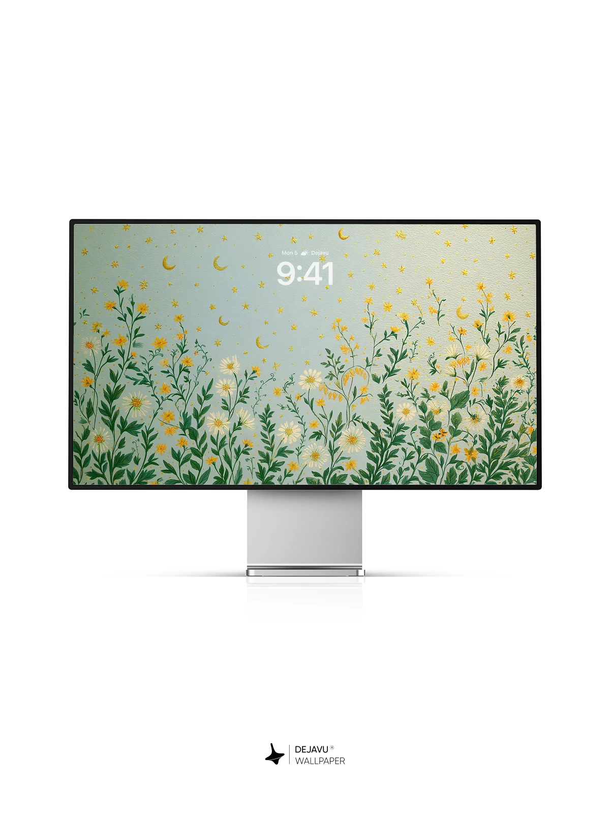 Yellow Flowers and Moon Wallpaper 4K for iPhone Lock Screen