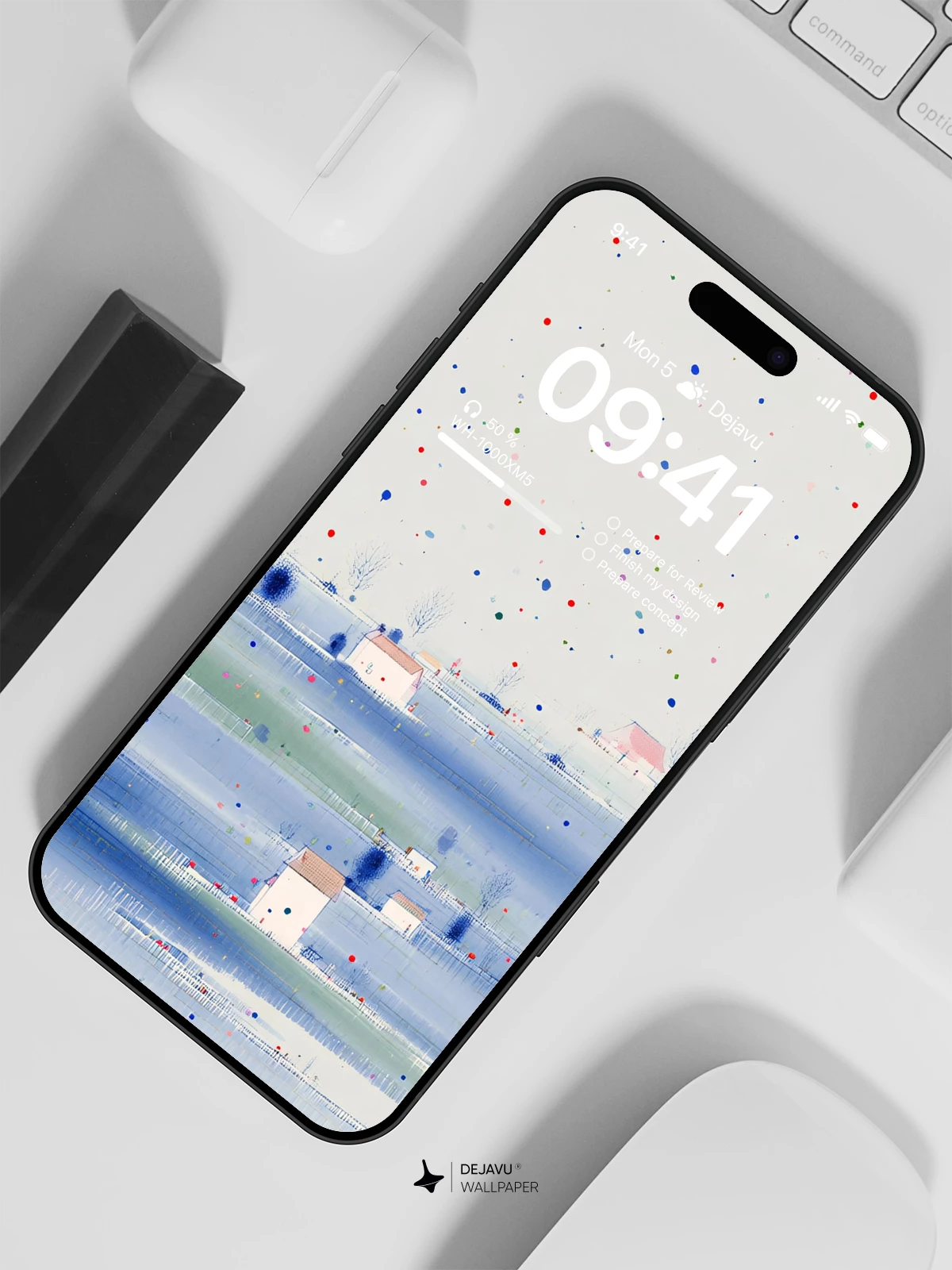 Abstract Blue Landscape Wallpaper 4K for iPhone Lock Screen
