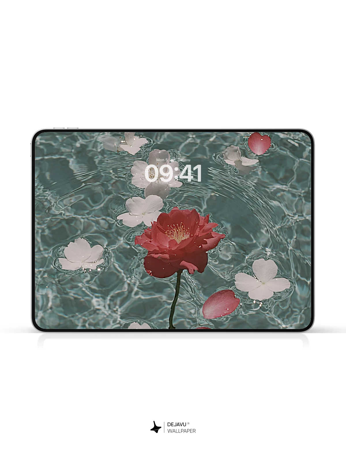 Floating Red and White Petals Wallpaper 4K for iPhone Lock Screen