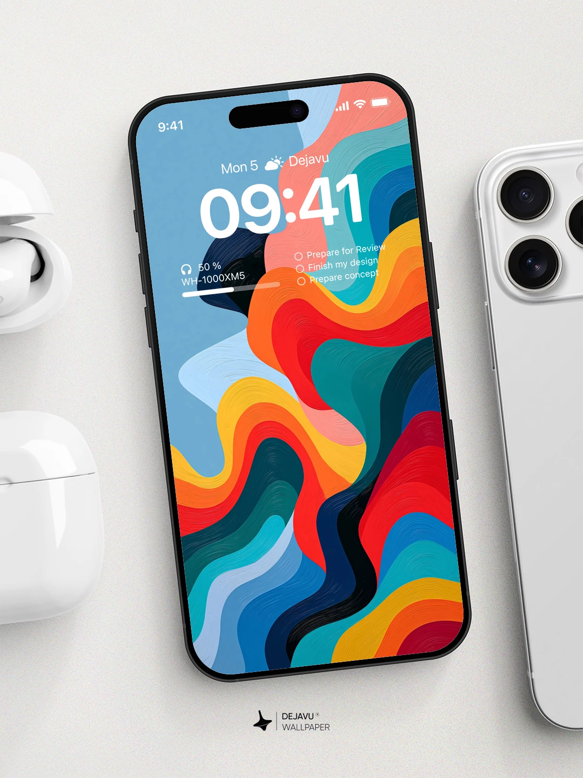 Abstract Colorful Waves Wallpaper 4K for iPhone Lock Screen