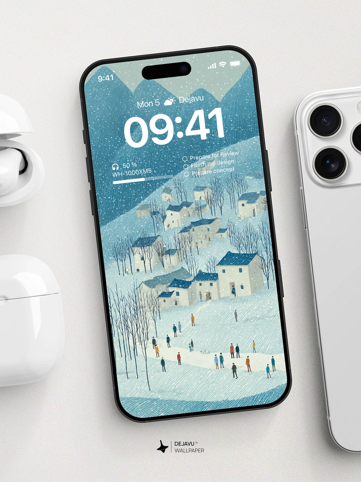 Snowy Mountain Village Wallpaper 4K for iPhone Lock Screen