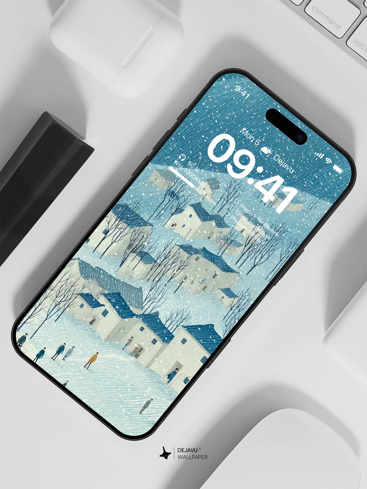 Snowy Mountain Village Wallpaper 4K for iPhone Lock Screen