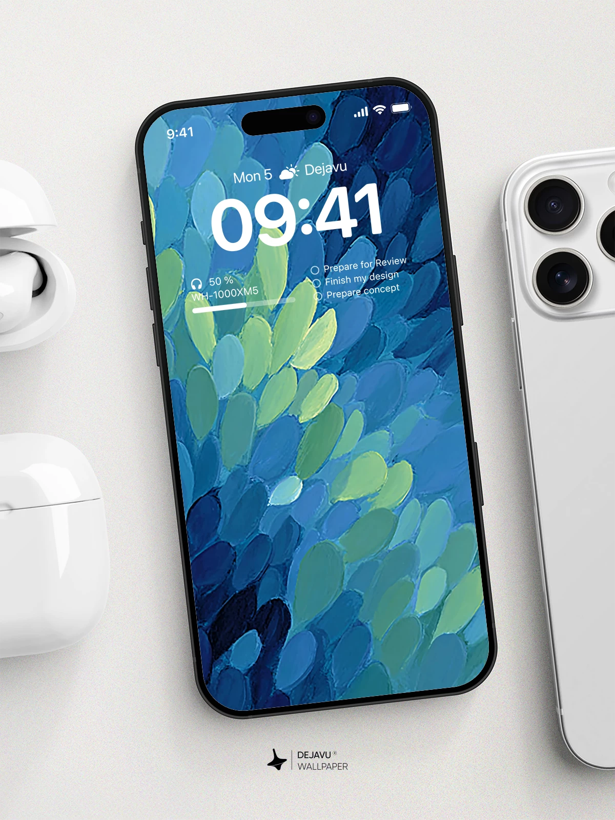 Abstract Blue and Green Leaf Wallpaper 4K for iPhone Lock Screen