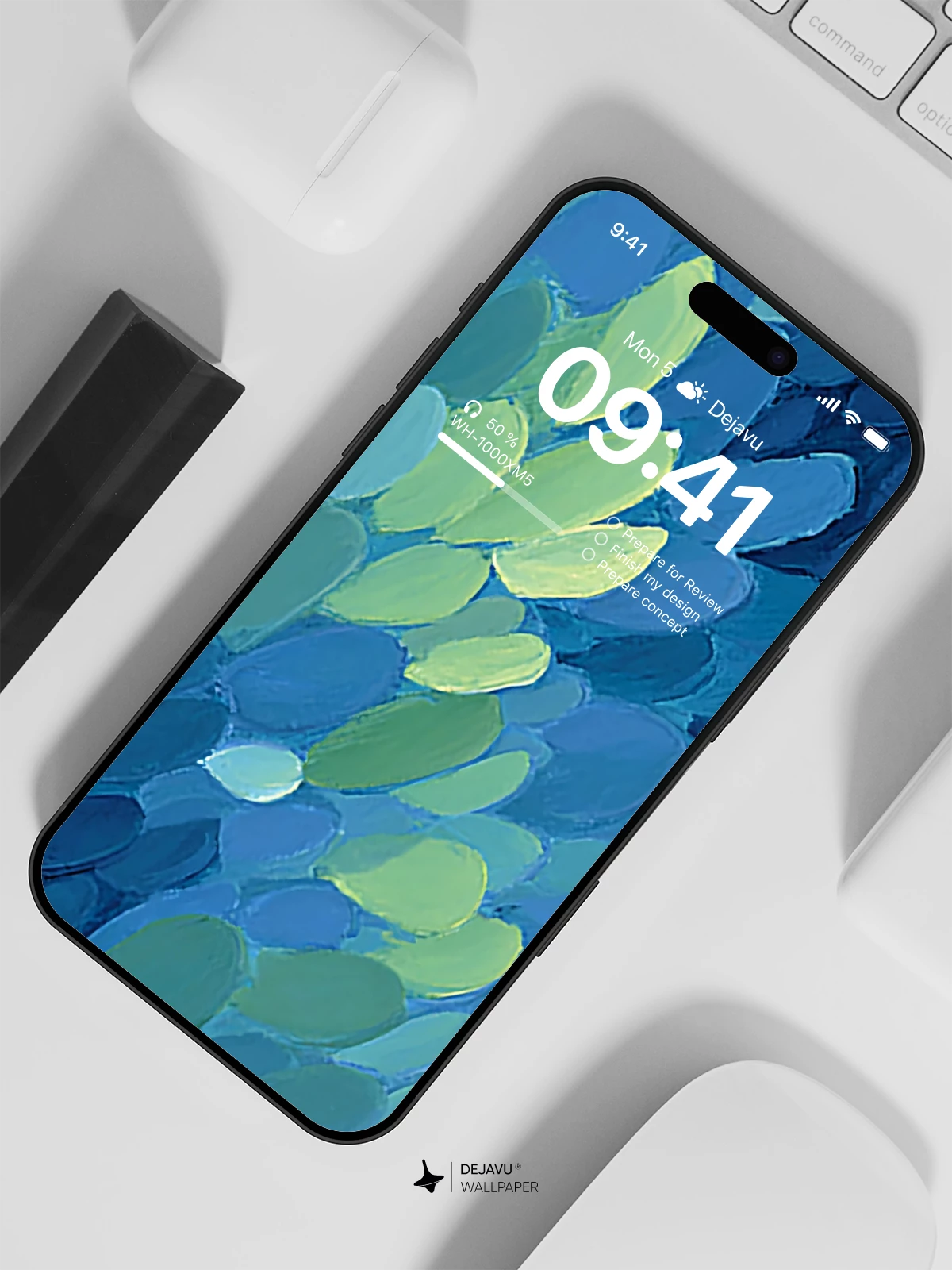 Abstract Blue and Green Leaf Wallpaper 4K for iPhone Lock Screen