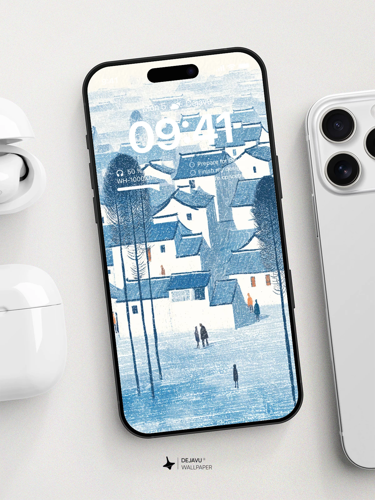 Snowy Village Landscape Wallpaper 4K for iPhone Lock Screen