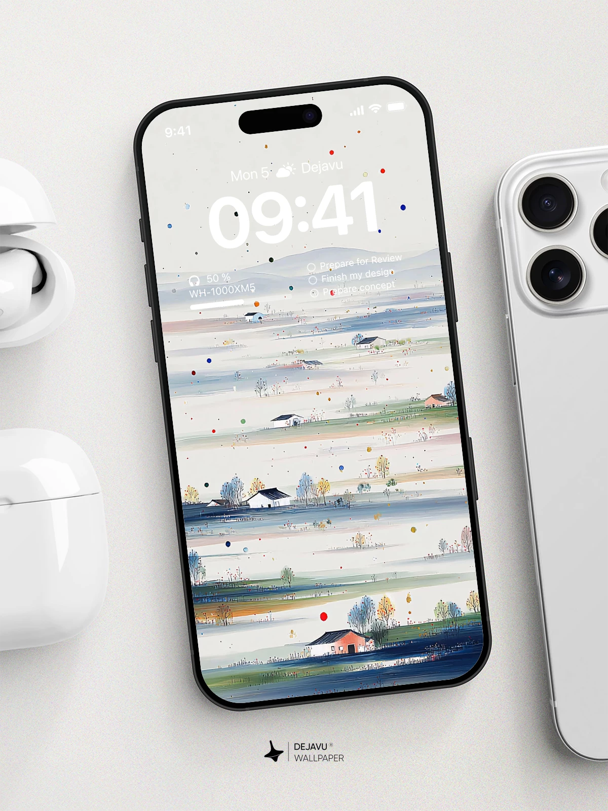 Colorful Dots Scattered Minimal Landscape Wallpaper 4K for iPhone Lock Screen
