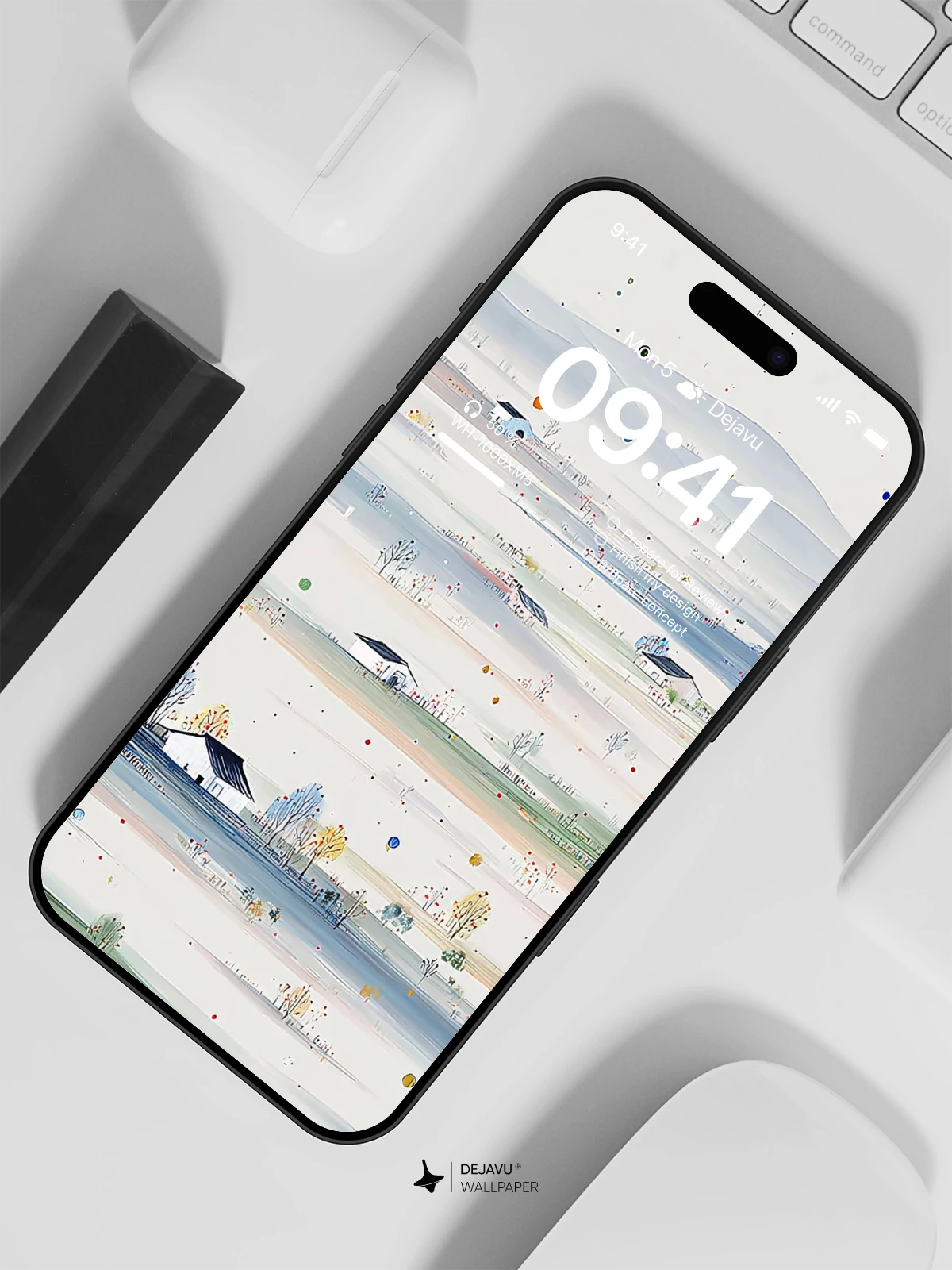 Colorful Dots Scattered Minimal Landscape Wallpaper 4K for iPhone Lock Screen