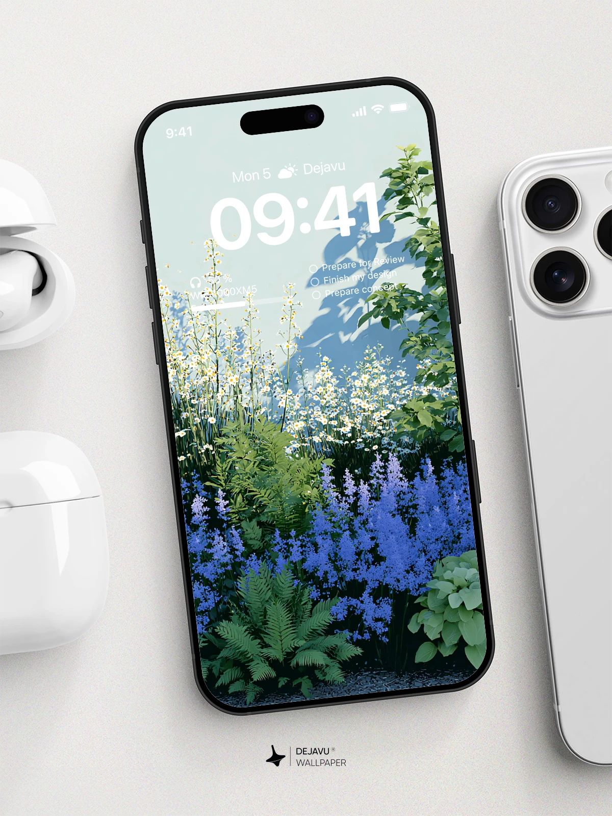 Blue Floral Garden Wallpaper 4K for Mobile Background