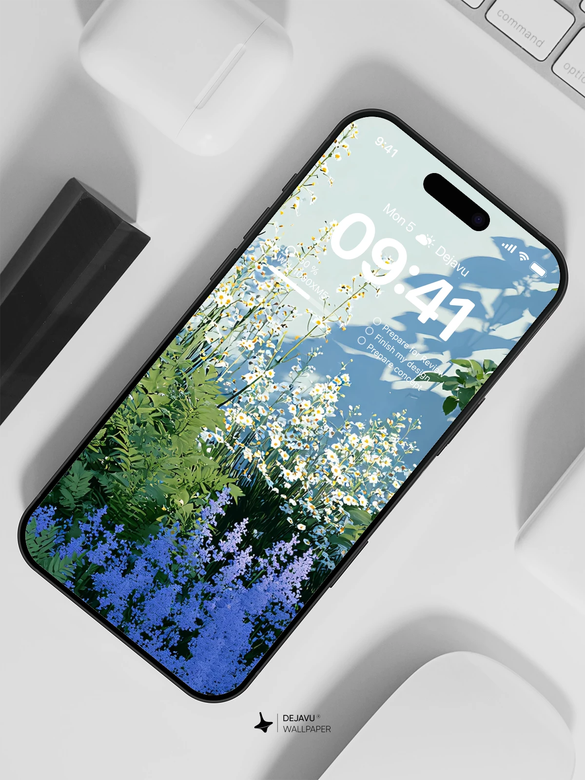 Blue Floral Garden Wallpaper 4K for Mobile Background