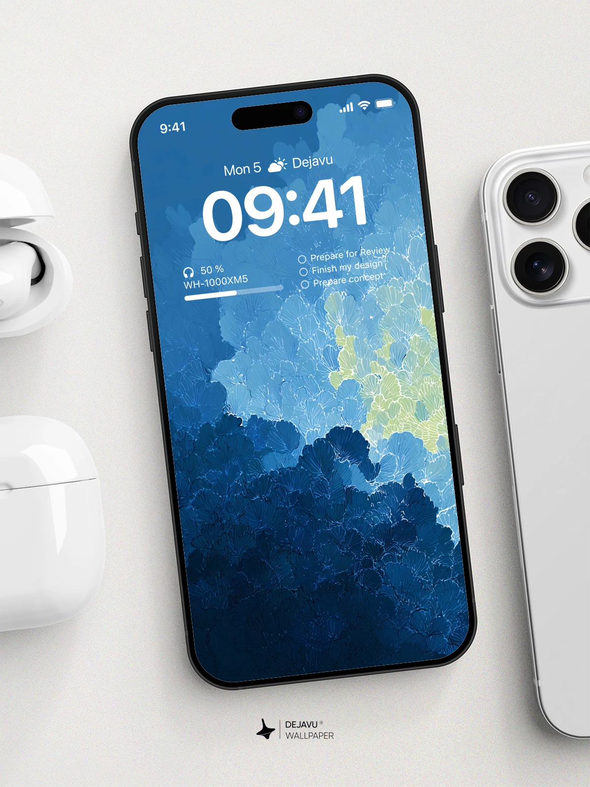 Abstract Blue Flower Petals Wallpaper 4K for iPhone Lock Screen