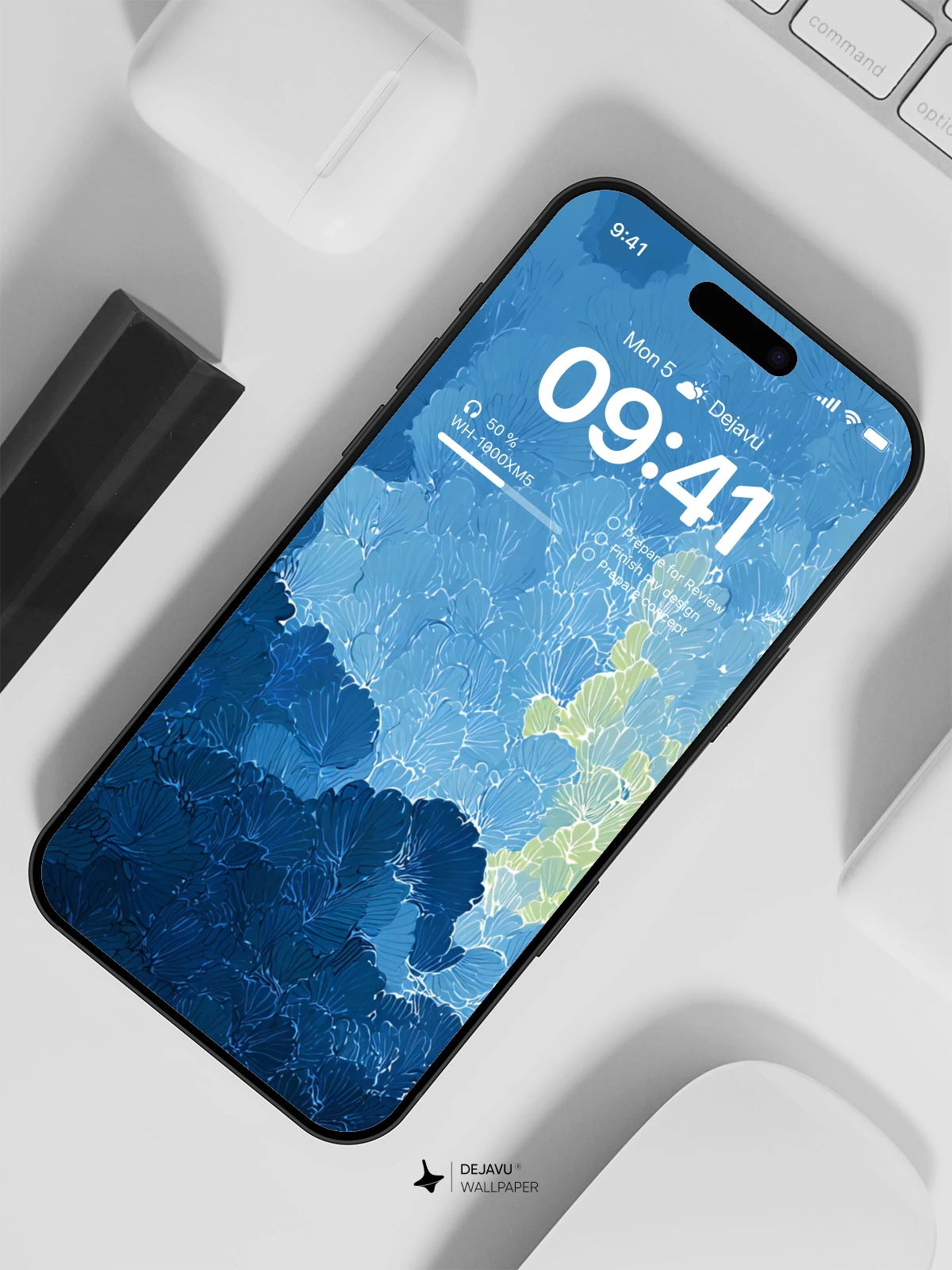 Abstract Blue Flower Petals Wallpaper 4K for iPhone Lock Screen