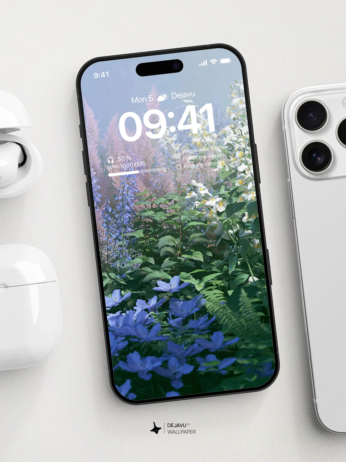 Blue and White Flower Wallpaper 4K for iPhone Lock Screen
