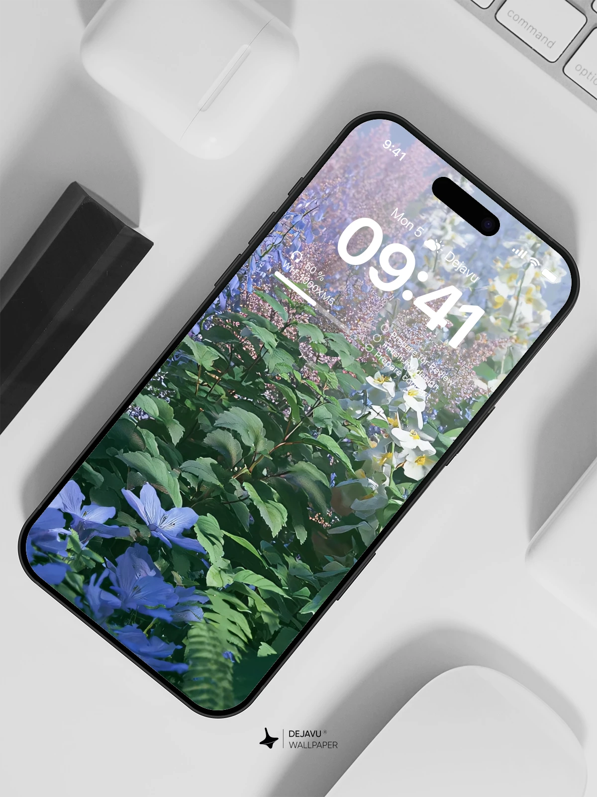 Blue and White Flower Wallpaper 4K for iPhone Lock Screen