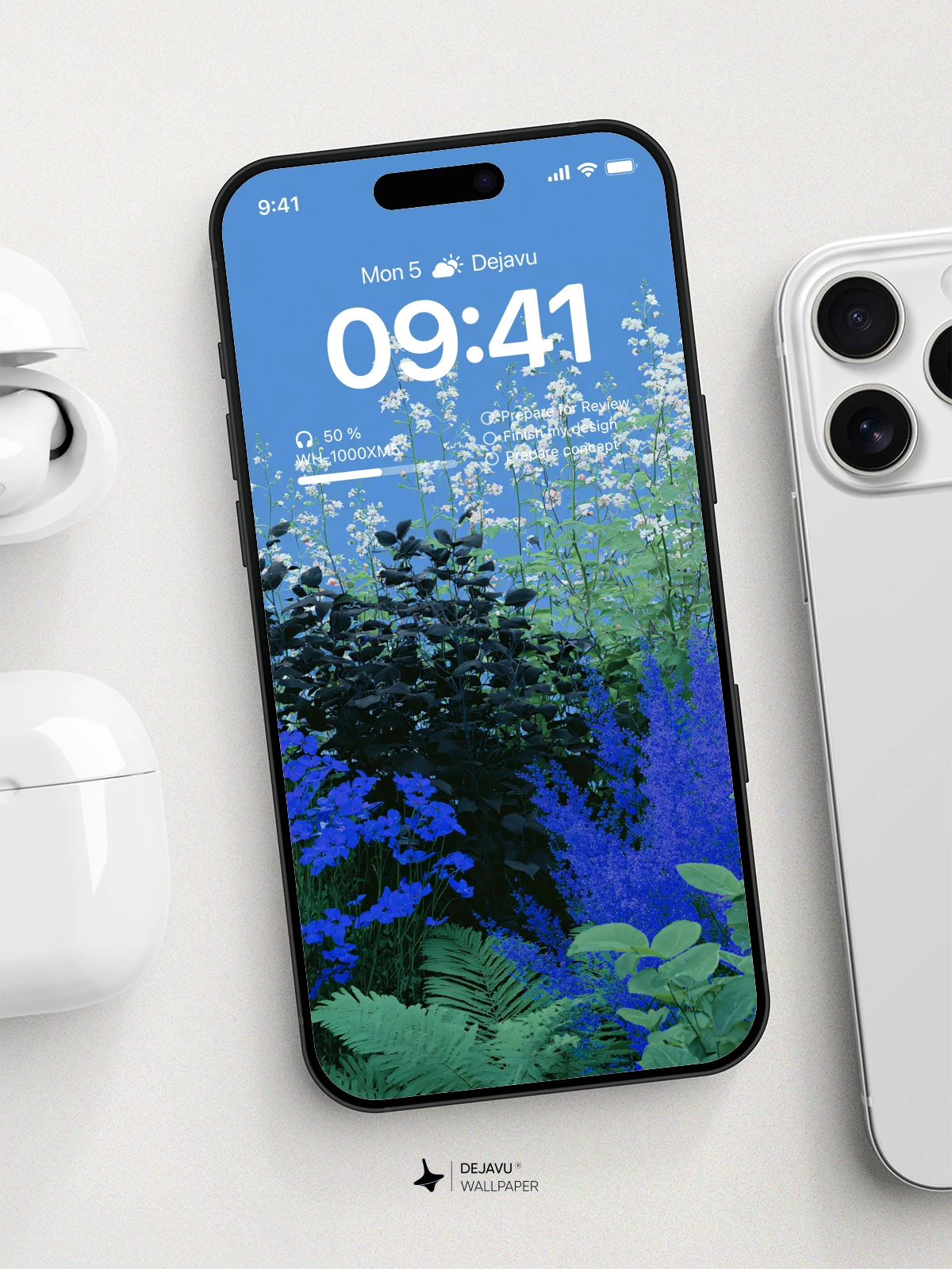Blue Floral Garden Wallpaper 4K for iPhone Lock Screen