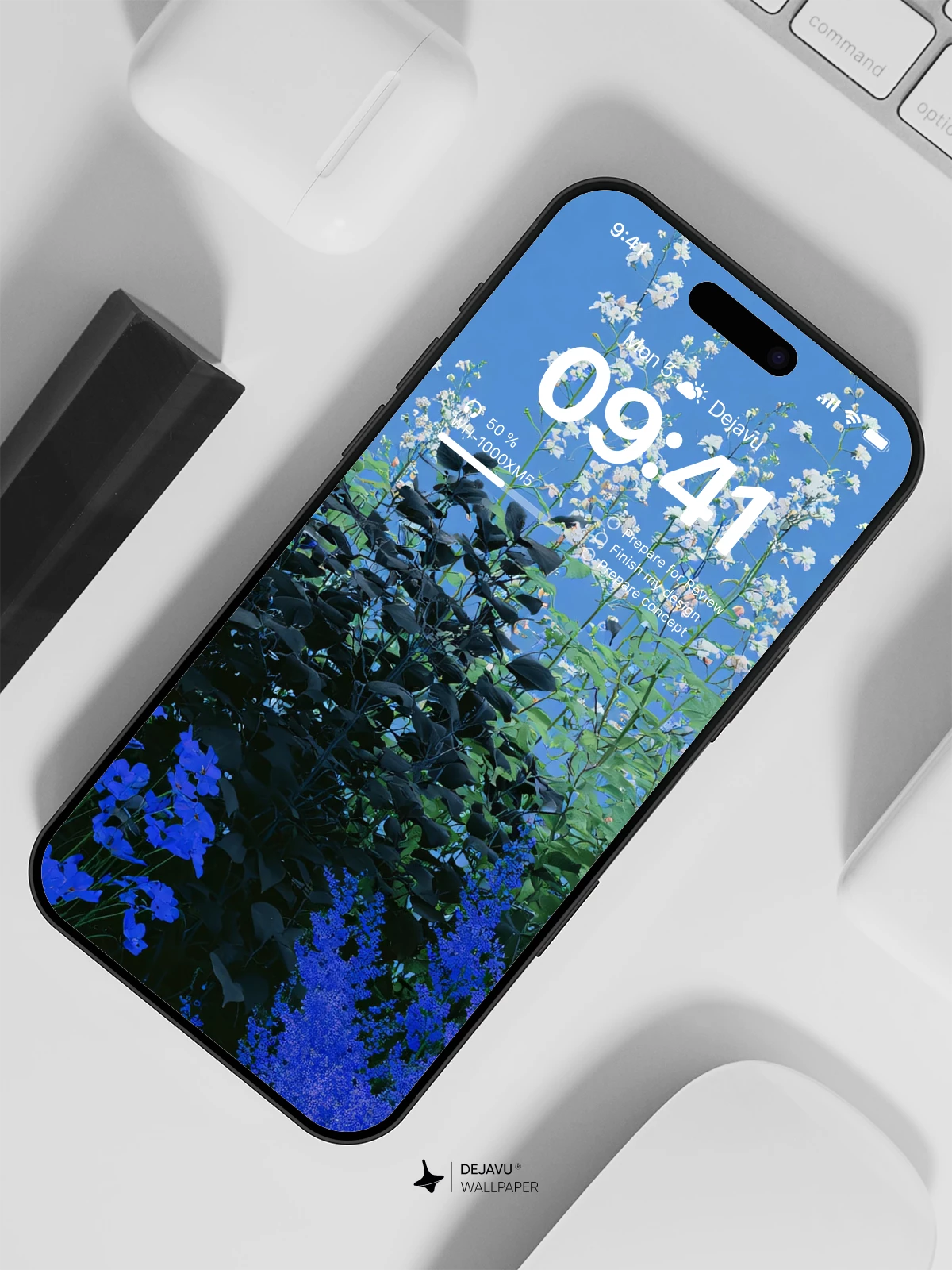 Blue Floral Garden Wallpaper 4K for iPhone Lock Screen