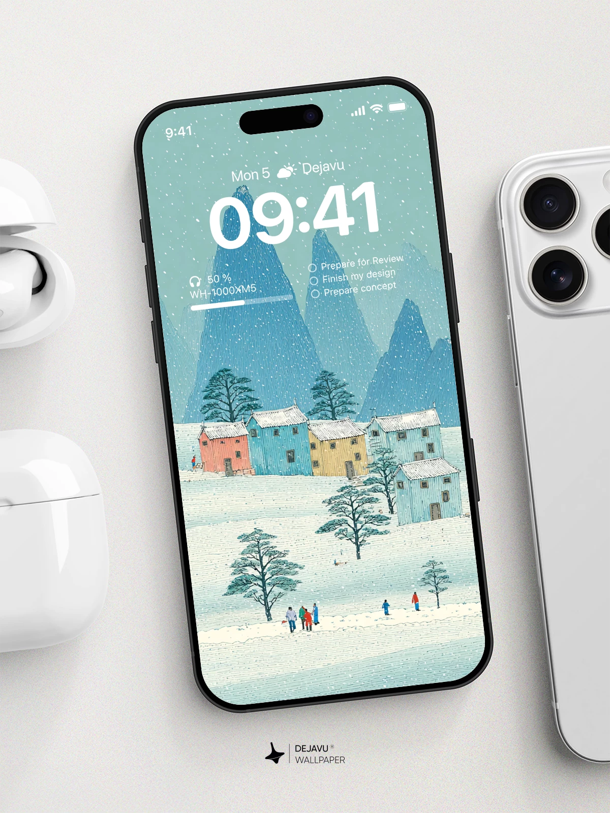 Snowy Village Wallpaper 4K for iPhone Lock Screen
