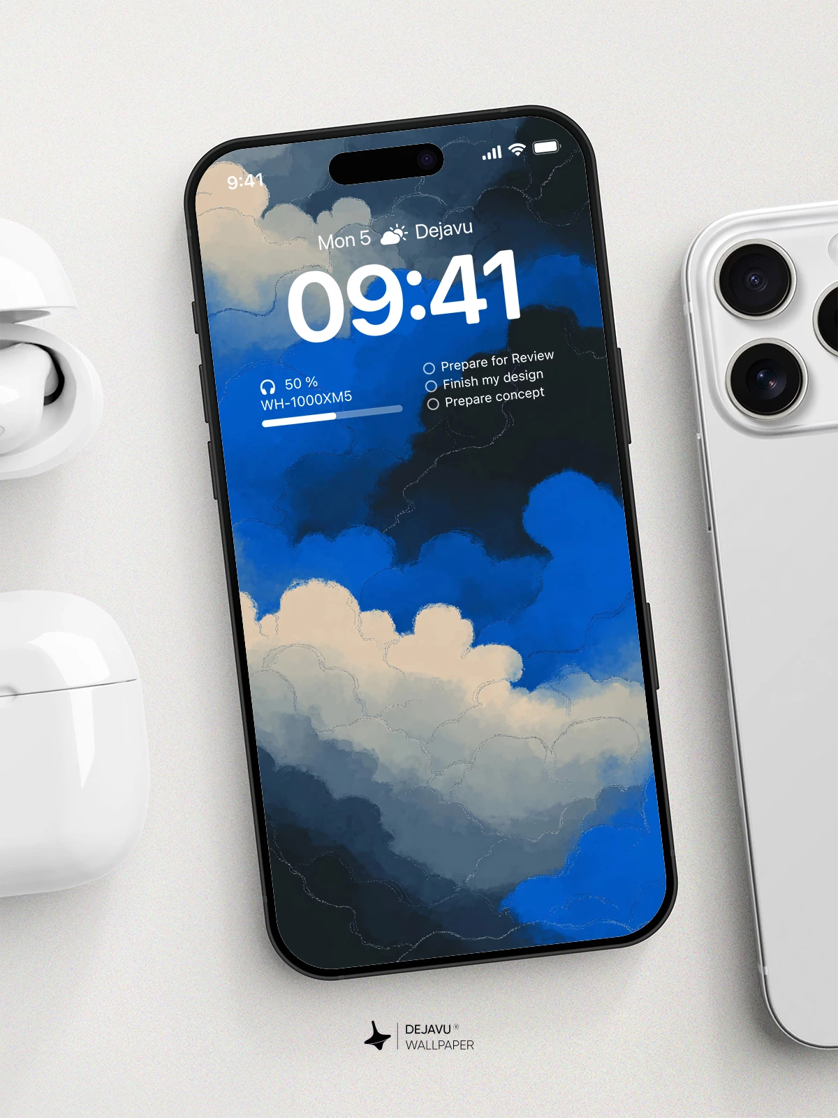 Dark Blue Clouds Wallpaper 4K for iPhone Lock Screen