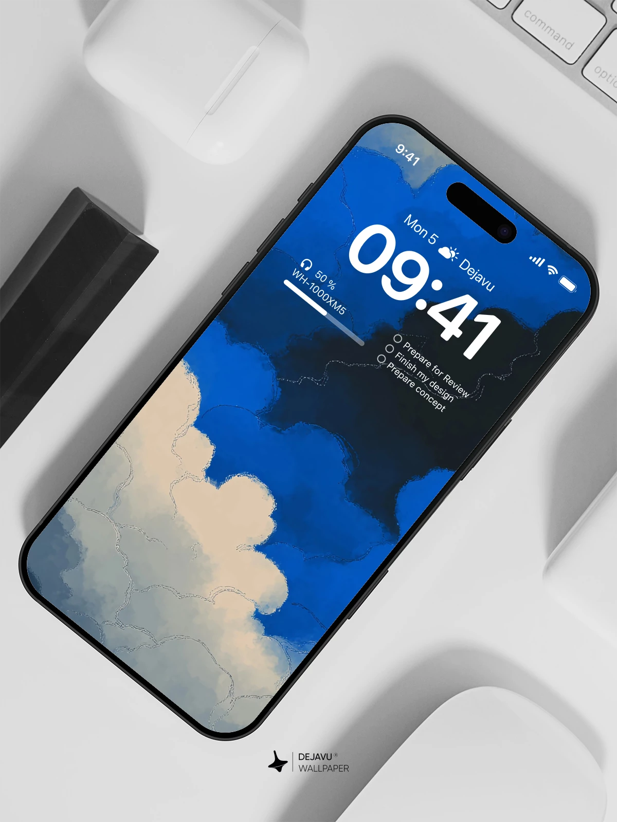Dark Blue Clouds Wallpaper 4K for iPhone Lock Screen