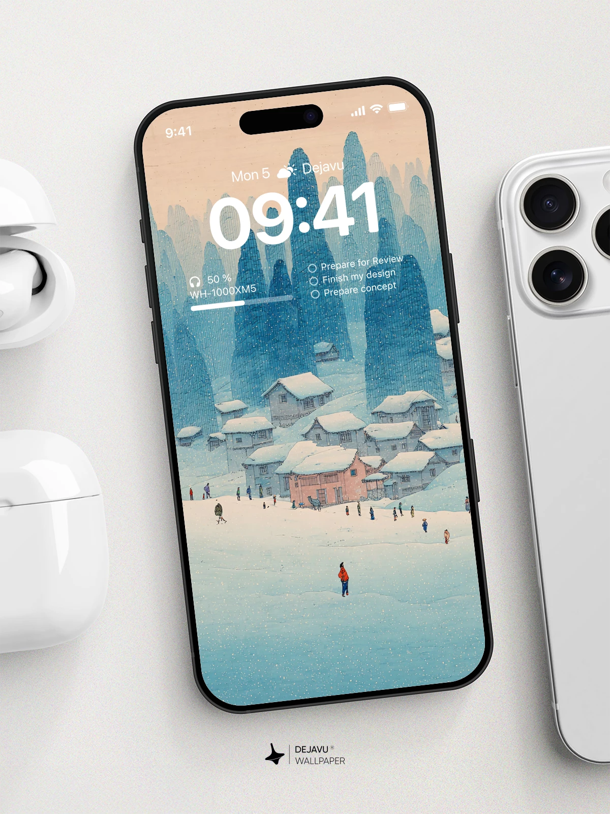 Snowy Mountain Village Wallpaper 4K for iPhone Lock Screen