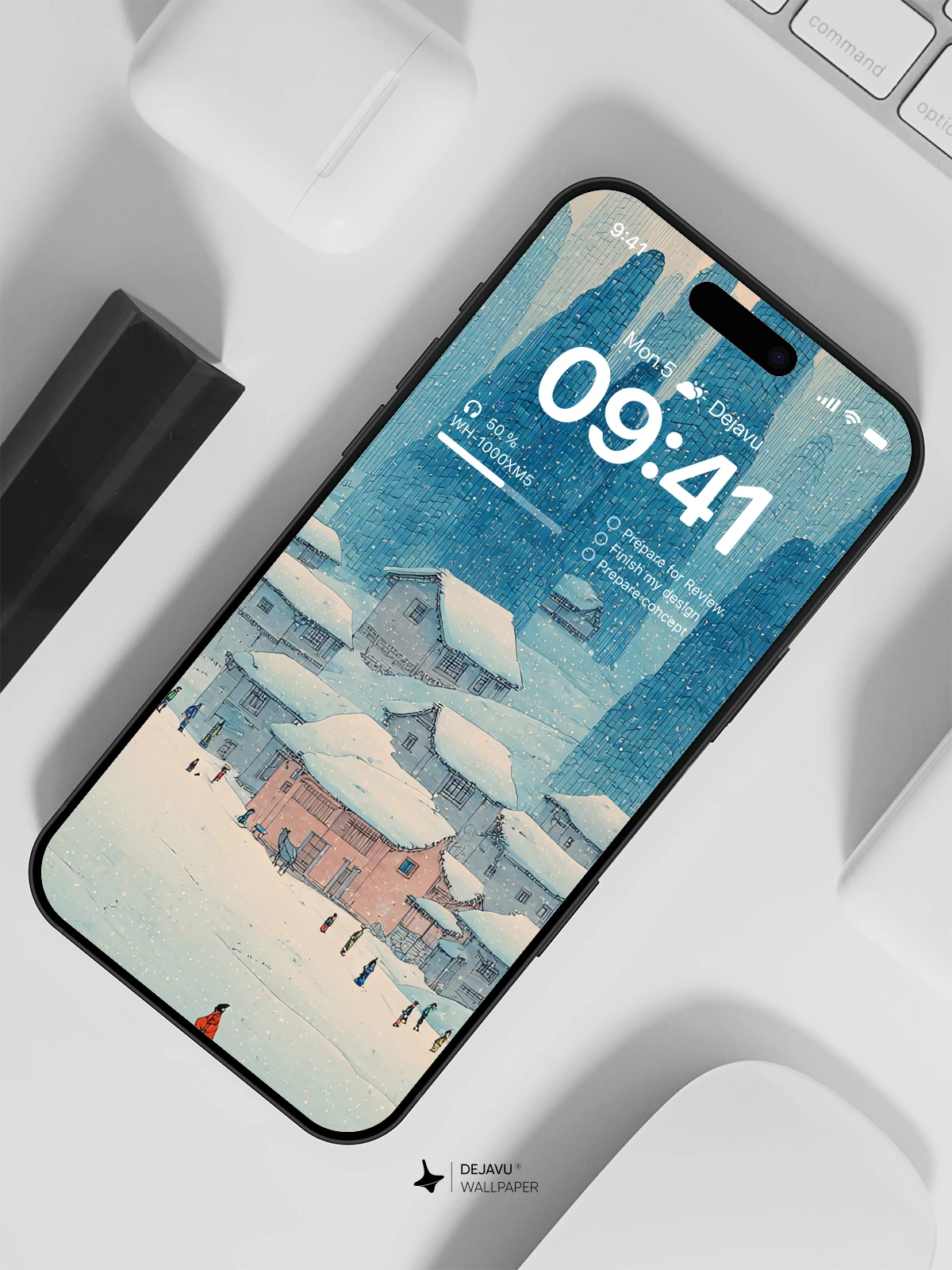 Snowy Mountain Village Wallpaper 4K for iPhone Lock Screen
