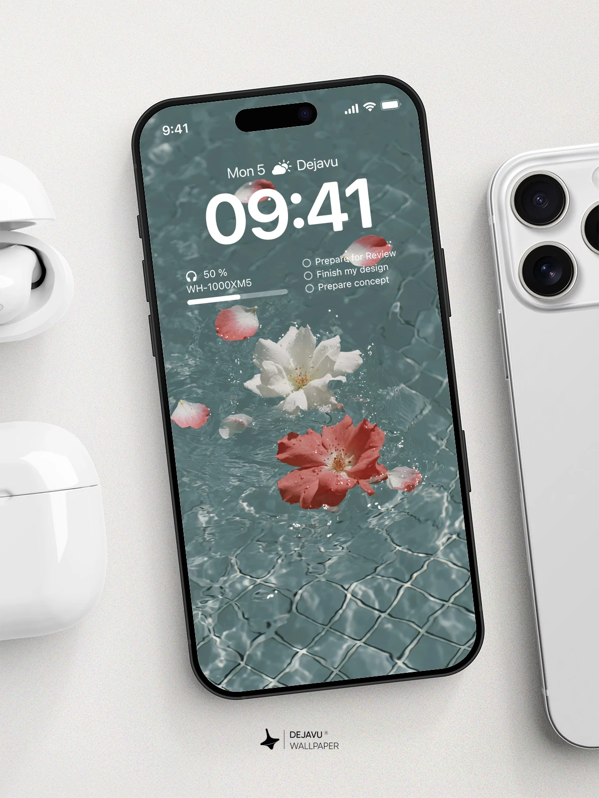 Rose Petals on Water 4K Wallpaper for iPhone Lock Screen