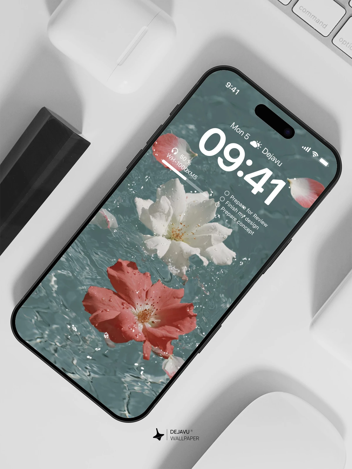 Rose Petals on Water 4K Wallpaper for iPhone Lock Screen