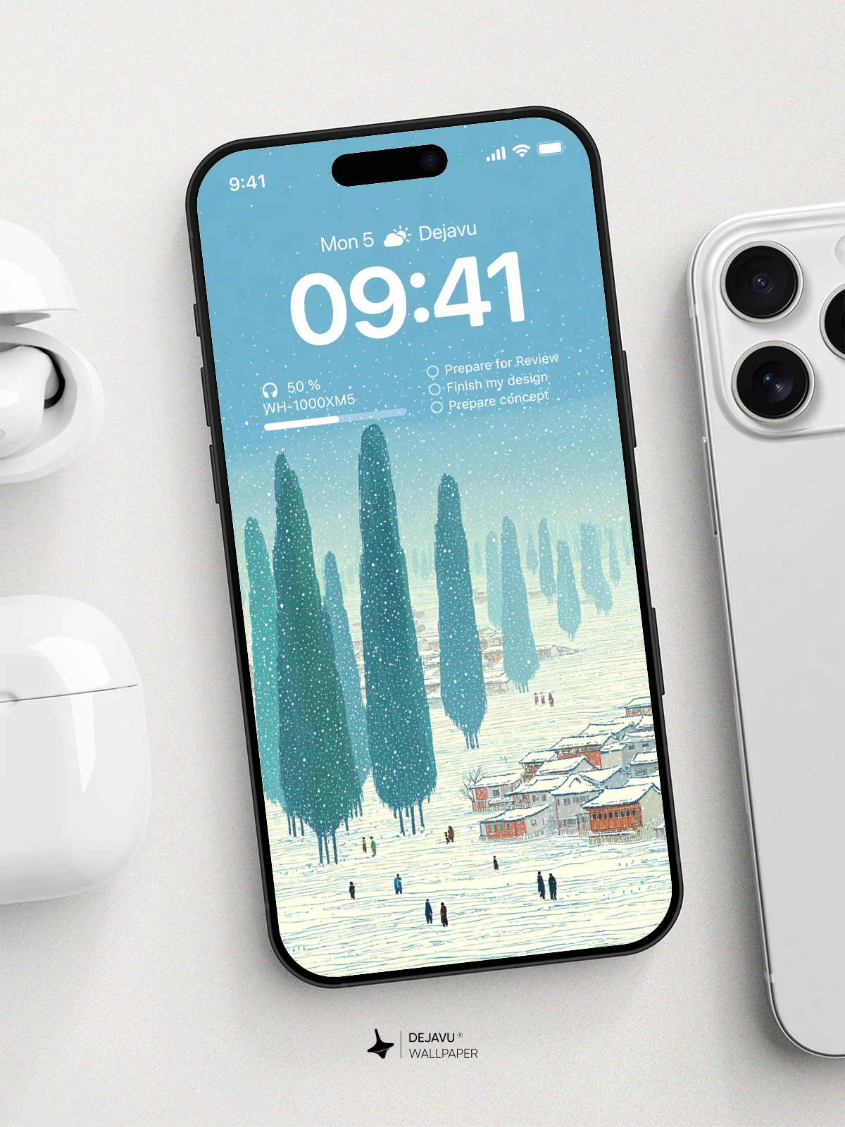 Snowy Village Wallpaper 4K for iPhone Lock Screen