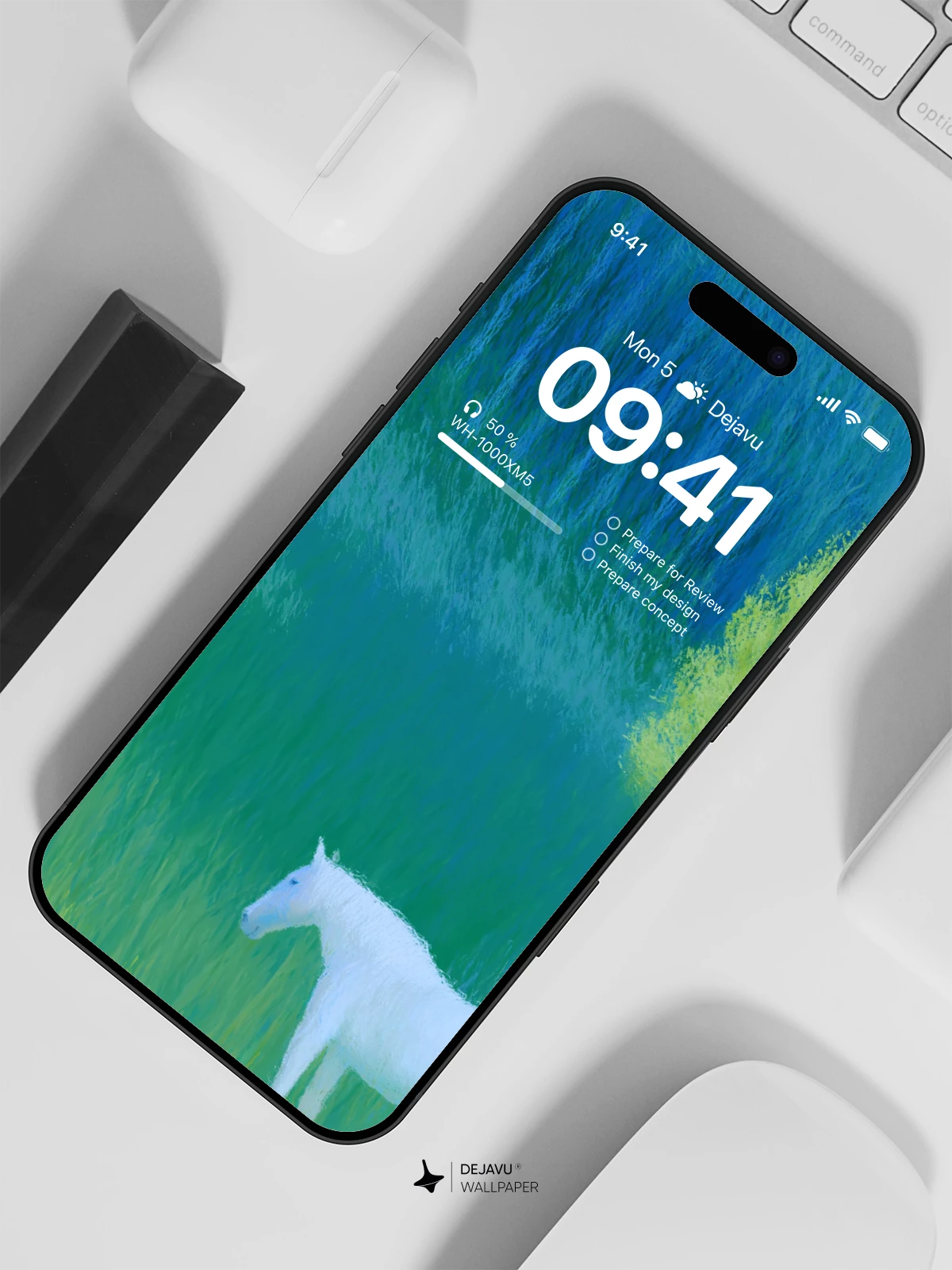 White Horse in Green Field 4K Wallpaper for iPhone Lock Screen