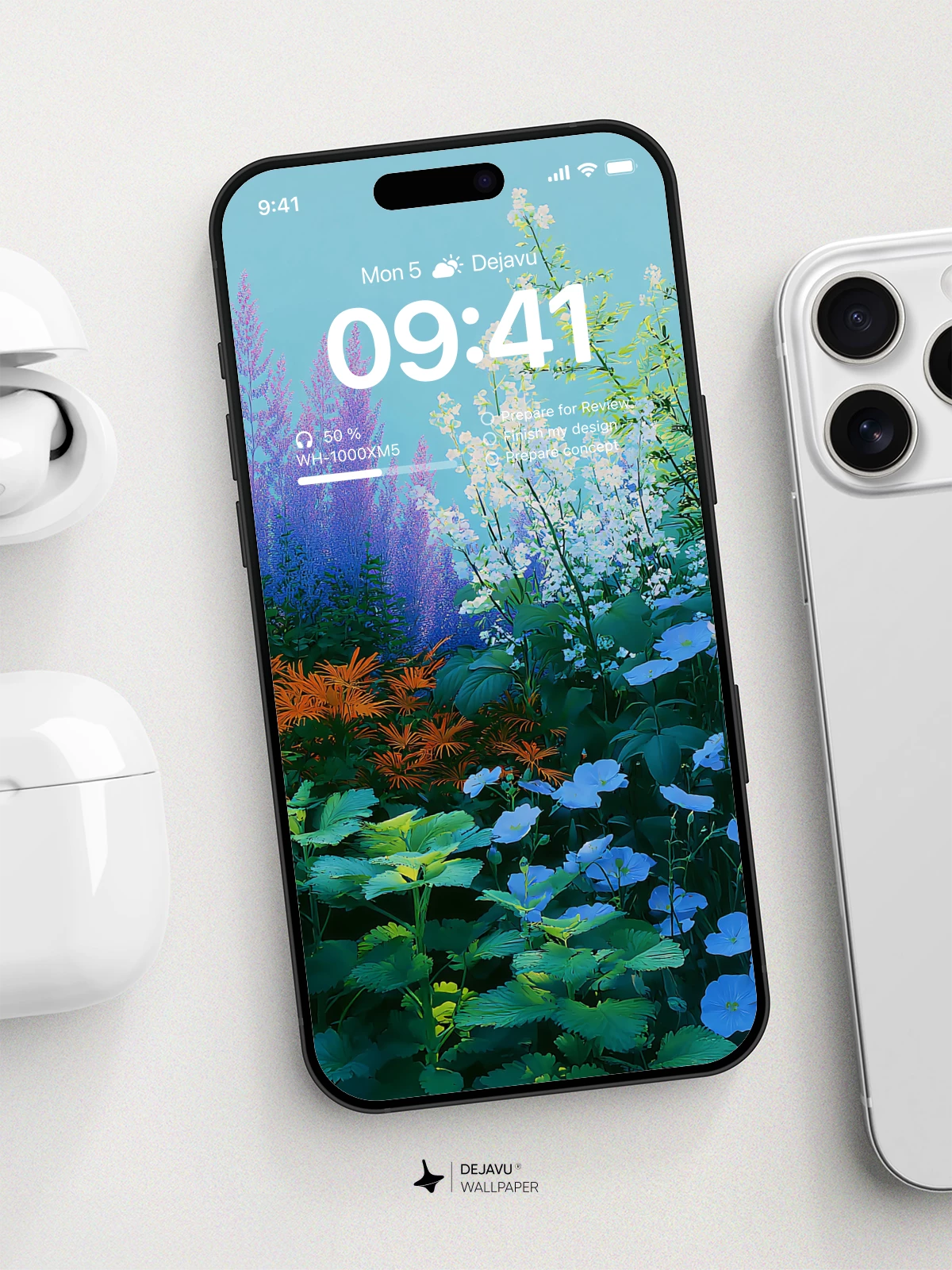 Blue and Purple Flower Garden Wallpaper 4K for iPhone Lock Screen