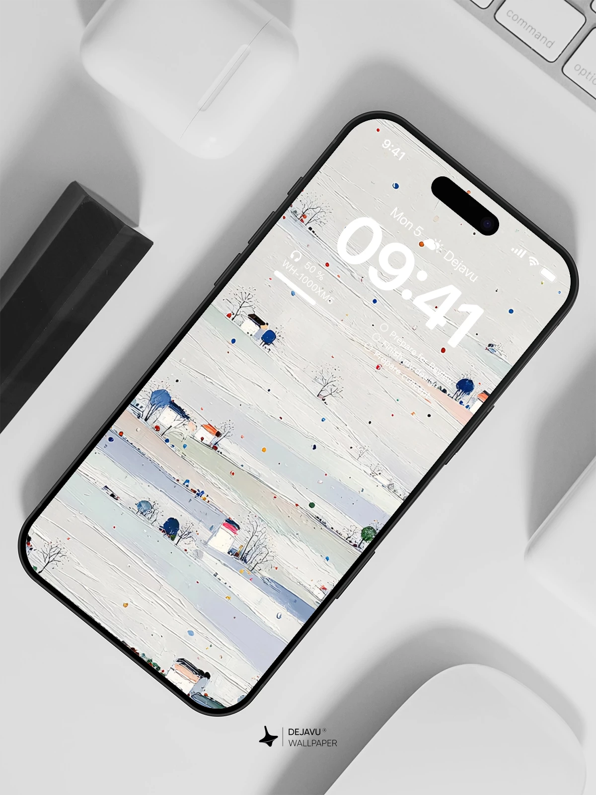 Minimalist Snowy Landscape Wallpaper 4K for iPhone Lock Screen