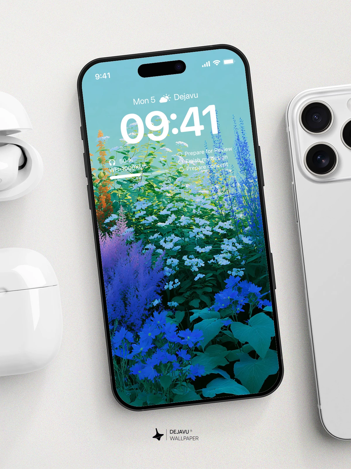 Blue Flower Garden Wallpaper 4K for iPhone Lock Screen