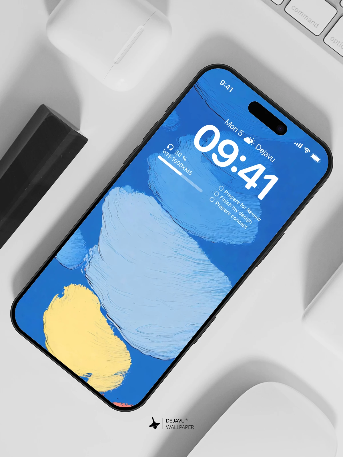 Blue Abstract Brushstroke Wallpaper 4K for iPhone Lock Screen