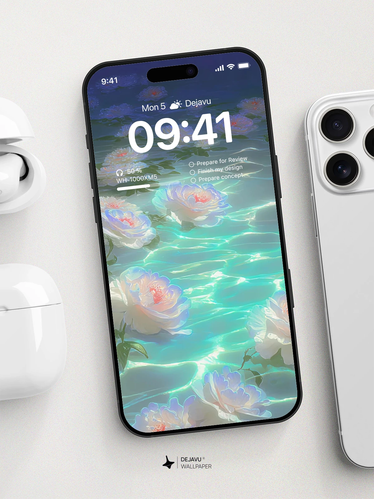 Floating White Roses Wallpaper 4K for iPhone Lock Screen