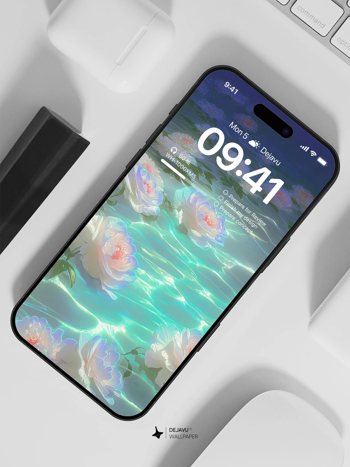 Floating White Roses Wallpaper 4K for iPhone Lock Screen