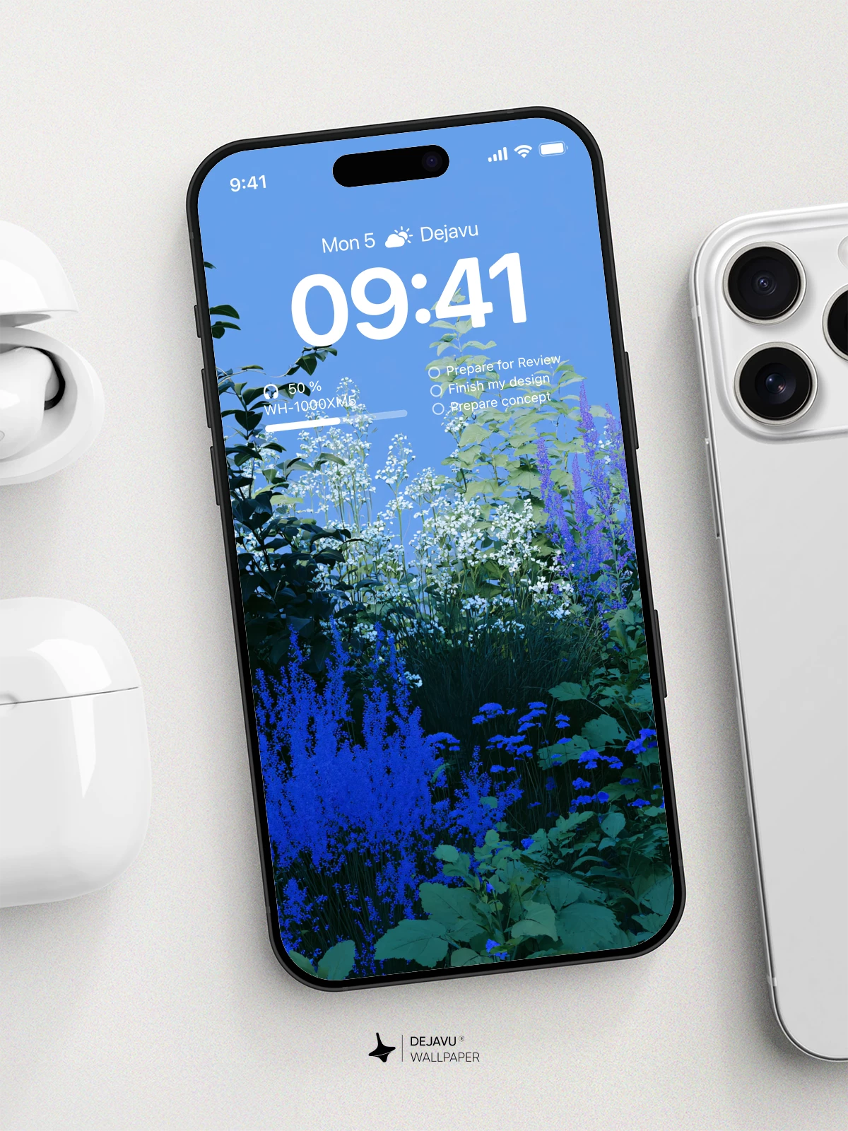 Blue Flower Garden Wallpaper 4K for iPhone Lock Screen