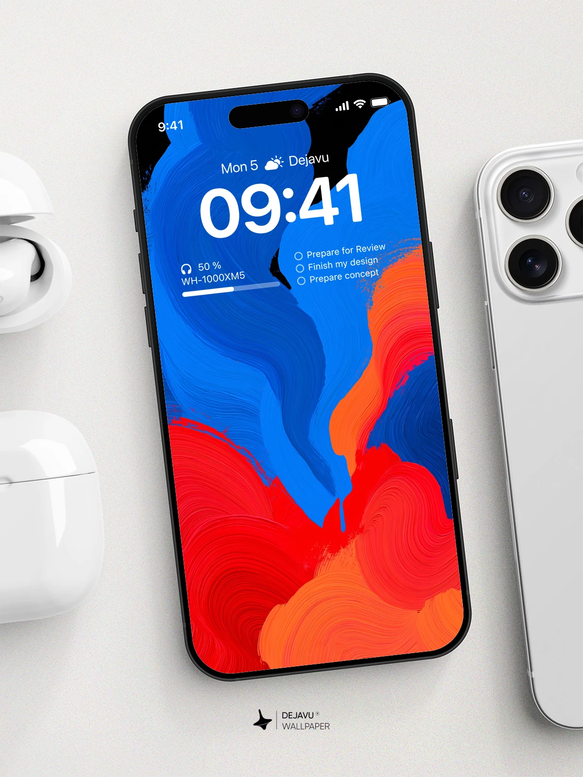 Blue Red Abstract Wallpaper 4K for iPhone Lock Screen