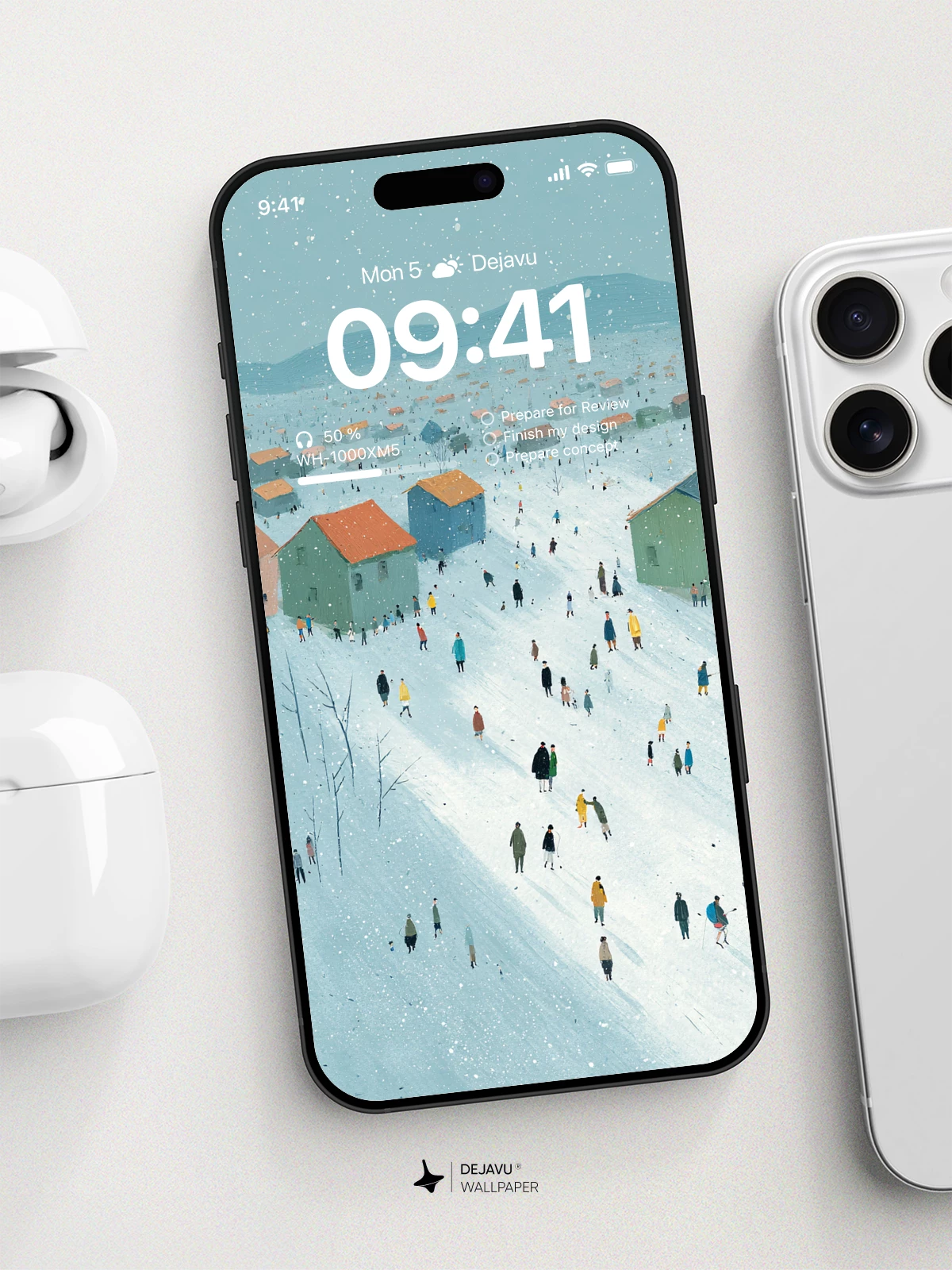 Snowy Village 4K Wallpaper for iPhone Lock Screen
