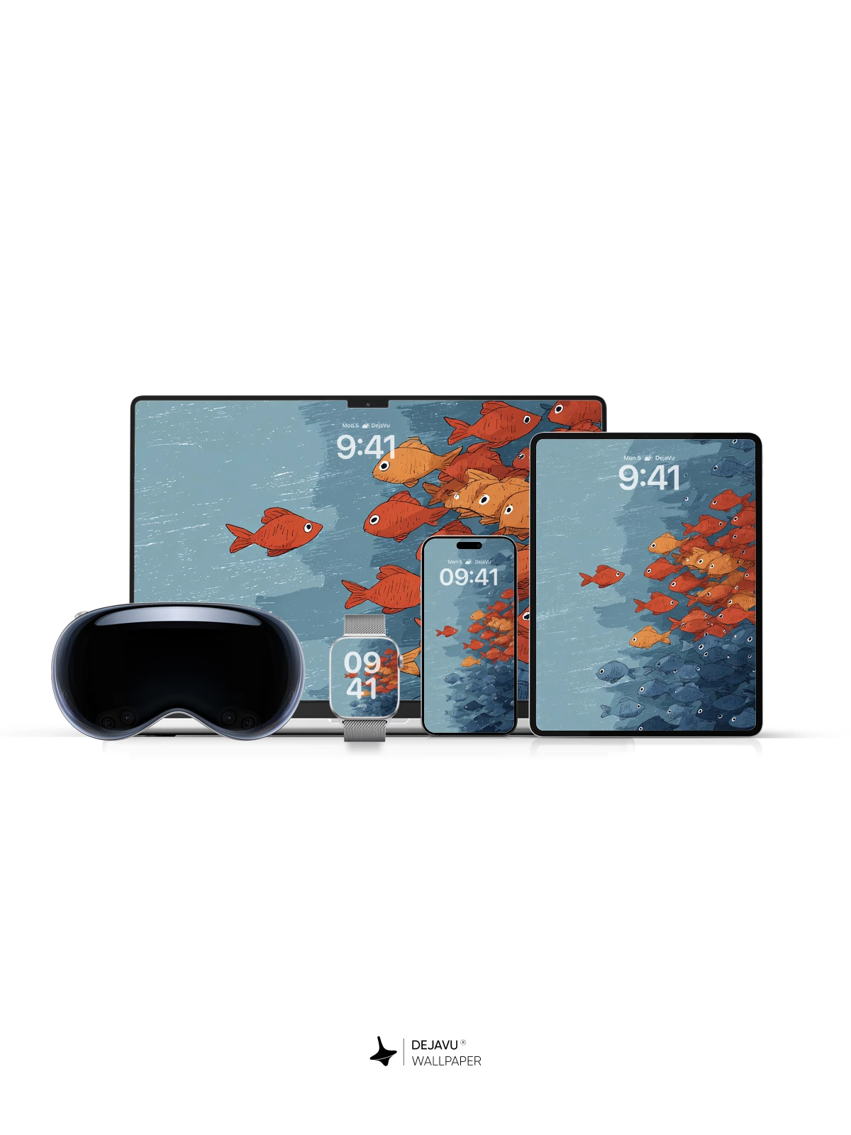 Red and Blue Fish School Wallpaper 4K for Mobile Background