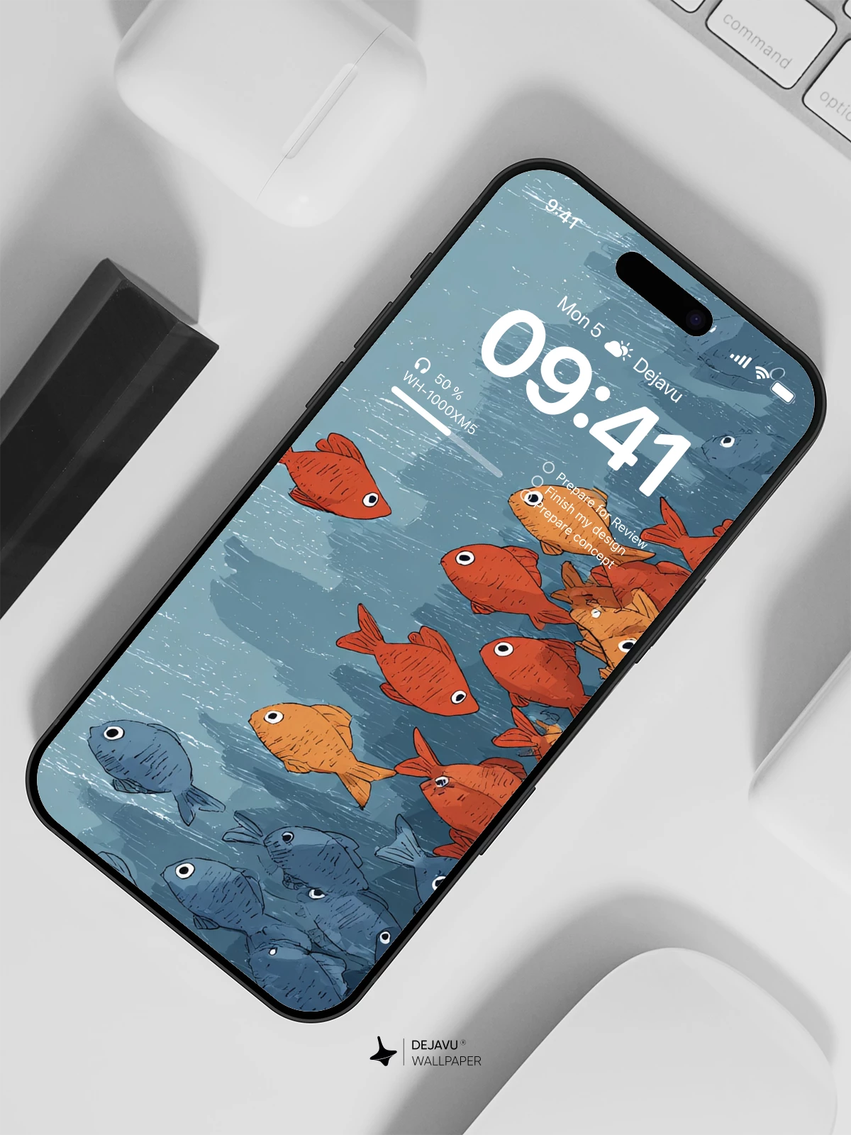 Red and Blue Fish School Wallpaper 4K for Mobile Background